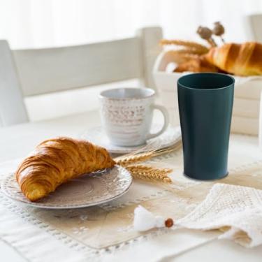 Imagem de 1 copo reutilizável, copo de plástico, para casa e acampamento, copo de água com palha, para bebida, água, chá, suco e leite, pode ser lavado na lava-louças (verde escuro)