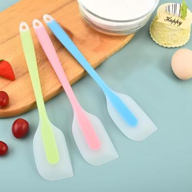 Imagem de Conjunto de 3 espátulas de silicone semitransparentes resistentes ao calor – Raspadores antiaderentes, sem BPA para assar, cozinhar e misturar