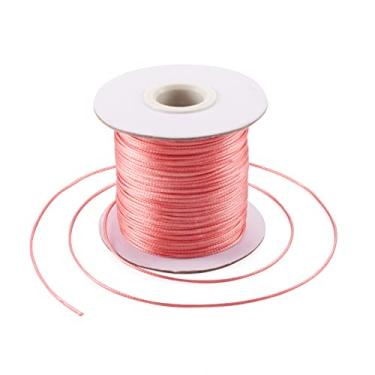 Imagem de Cordas redondas trançadas de 1 mm de 1 mm, cordão de poliéster encerado coreano ambiental, fio de contas coral claro para artesanato, pulseira, colar de macramê, fabricação de joias
