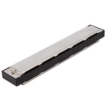 Imagem de RiToEasysports Gaita de Metal Com 24 Furos C Chave Retro Gravado Padrão Forte Baixo Claro Instrumento Agudos para Iniciantes, Prata