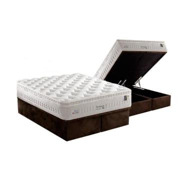 Imagem de Cama Box Baú King: Colchão Molas Masterpocket Ensacadas Anjos Impressione + Base Brown(193X203)