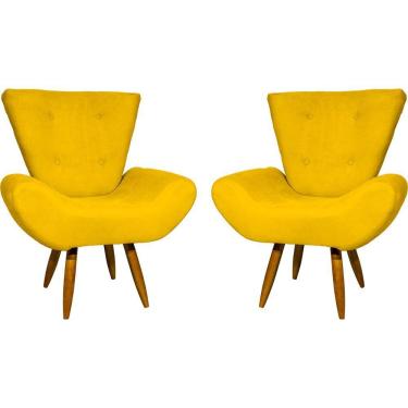 Imagem de Kit 2 Poltronas Decorativa Para Sala Recepção Manicure Consultório Escritório Emilia Suede