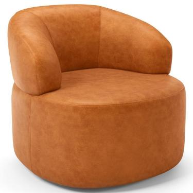 Imagem de Poltrona Giratória Orgânica Para Sala De Estar Living Helena L02 Couríssimo Canela - Lyam Decor