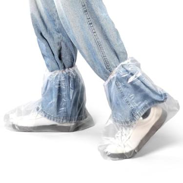 Imagem de 5 pares de capas de chuva descartáveis à prova d'água – galochas de plástico antiderrapante para homens e mulheres, protetor de bota transparente