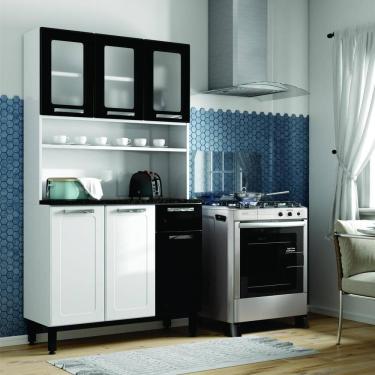 Imagem de Cozinha De Aço Compacta 6portas 1gav Preto Branco Bertolini Preto/branco