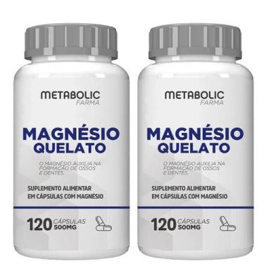 Imagem de 2x Magnesio Quelato Concentrado 500mg 240cápsulas Metabolic Farma