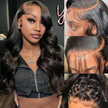 Imagem de Perucas frontais de renda YTSOQ Body Wave 100% cabelo humano 18"