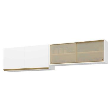 Imagem de Kit 2 Armários De Cozinha Aéreos 4 Portas Veneza Multimóveis Mp2150 Branco/dourado Branco/dourado