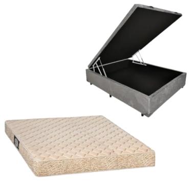 Imagem de Cama Box Baú Blindada com Colchão de Espuma Toulon D33 (SUEDE CINZA, Casal)
