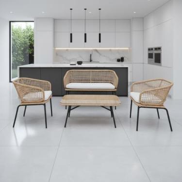 Imagem de Conjunto Rattan Sorrento – Sofá, Poltronas e Mesa para Área Externa