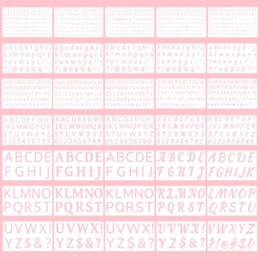 Imagem de Pacote com 35 estênceis de letras e números de plástico reutilizáveis para pintura - tamanhos de 1/3, 1/2, 3/4, 1, 2 polegadas, modelos de alfabeto para artesanato, placas de madeira, tecido, parede e