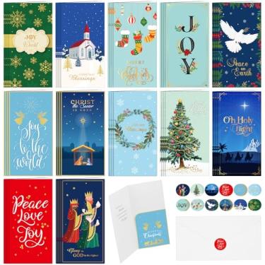 Imagem de Glenmal Pacote com 48 suportes de dinheiro de Natal para presentes, cartões de presépio com envelopes e adesivos