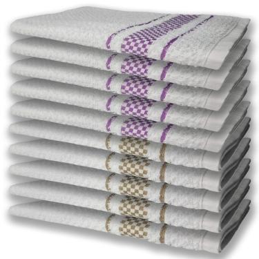 Imagem de 10 Panos De Prato Atoalhado Felpudo 5 Lilás 5 Marrom