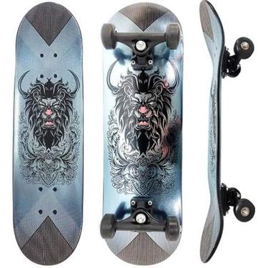 Imagem de Skate Infantil Radical Estampa Both Sides Leão Metalico - Dm Toys DMR7235