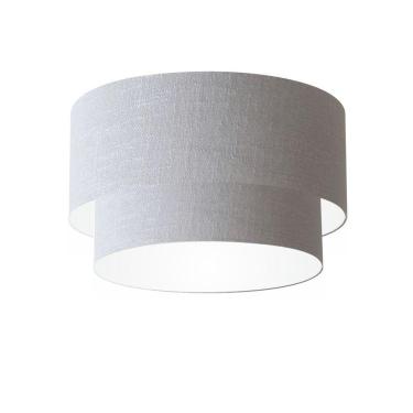 Imagem de Plafon Duplo Cilíndrico Vivare Md-3045 Cúpula Em Tecido 40x35cm - Bivolt Rustico-cinza 127/220v