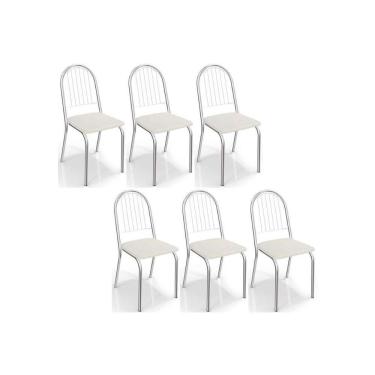 Imagem de Cadeira Sala De Jantar Noruega 2c077 Kit 6 Un Cromada-branco 106 - Kappesberg
