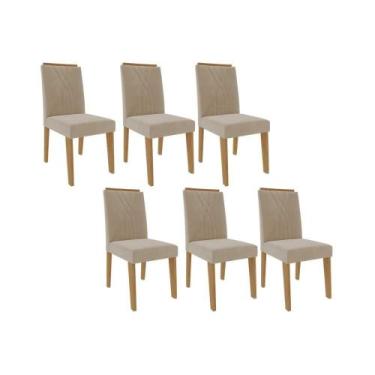 Imagem de Kit 6 Cadeiras de Cozinha Nicole 6 Un Nature/Suede Nude Bege - Cimol