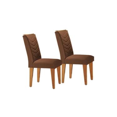 Imagem de Cadeira Sala De Jantar Londrina Kit 2 Un Imbuia-veludo Marrom - Rufato