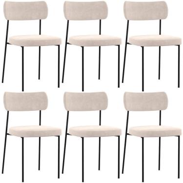 Imagem de Kit 06 Cadeiras Sala De Jantar L02 Suede Bege