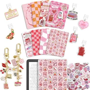 Imagem de KACIOLA STUDIO Conjunto de 12 peças de inserções de cartolina para e-reader, 6 pingentes tipo C e 2 correntes com 50 adesivos para e-reader, 17,5 x 12,2 cm, tema sujo para papel branco 11/12