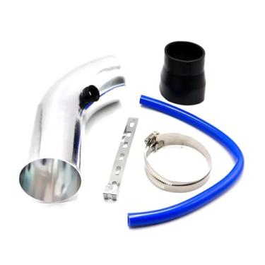 Imagem de Kit de tubo de admissão de ar universal de alumínio para carro de 3'' polegadas 76 mm, sistema de admissão de ar frio, kit de tubo de duto, filtro de ar(Silver)