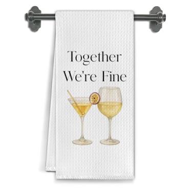 Imagem de Elefeltclave Toalhas de cozinha para coquetéis, presentes para amantes de coquetéis, toalhas de chá para cozinha, bar, carrinho, decoração, juntos, somos toalhas de mão decorativas finas, 40 x 61 cm