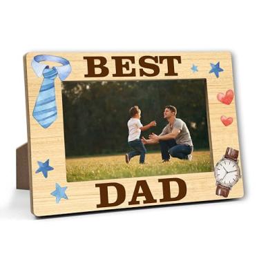 Imagem de DRWJPAT Porta-retrato de pai, melhor porta-retratos de pai, presente de filha e filho, presente de Natal, aniversário, Ação de Graças, pais, presentes para pai, 10 x 15 cm, lembrancinhas de decoração