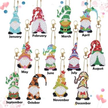 Imagem de 12 peças de kits de chaveiros de pintura de diamante Goblin Christmas Diamond Art Ornamentos de chaveiros DIY 5D Art Pedants para iniciantes, aniversário, Natal, artesanato, decoração de festa em casa