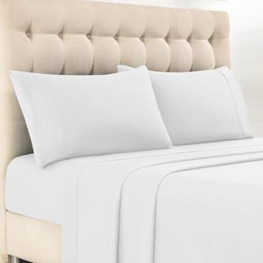 Imagem de Camtalux Jogo de cama California King – 4 peças de lençóis de microfibra macios e respiráveis, bolso profundo, hotel luxuoso refrescante e sem rugas, certificado Oeko-Tex, lavável na máquina - branco