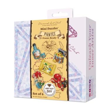 Imagem de DIAMOND ART CLUB Mini Dazzles - Piratas, kit de pintura de diamante DIY divertido para adultos, tela de arte de diamante para iniciantes, 10 x 15 cm (pacote com 6)