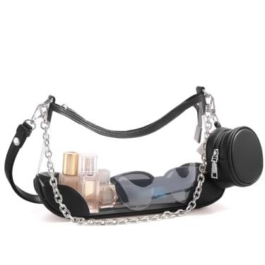 Imagem de MIVELOYA Bolsa transparente para eventos de estádio, bolsa transparente para mulheres, bolsa transversal de concerto, bolsas de ombro de PVC com bolsa de moedas, Preto, 13IN, Tendência