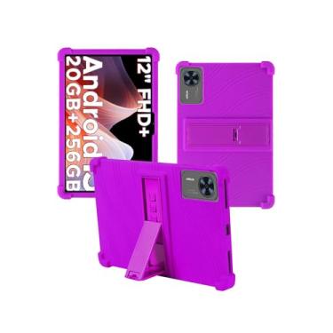 Imagem de Capa para DOOGEE T36 Android 15 Tablet 30.5 cm 2025 Novo, capa protetora de borracha leve, à prova de choque, capa protetora, de silicone macio, ajustável para crianças para Doogee T36, roxa
