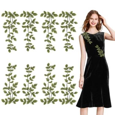 Imagem de letsinstyle 4 pares de apliques de renda verde com folhas de floresta, vinhas e enfeites boêmios de costura de folhas, aplique decorativo para costurar roupas, fantasias de casamento, artesanato faça