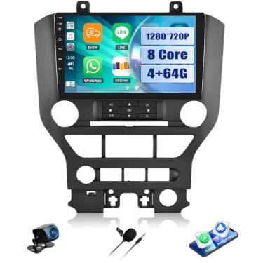 Imagem de [4+64G] Estéreo automotivo Android 15 de 8 núcleos para Ford Mustang 2015-2020 (apenas para 3 botões) com carro sem fio e Android Auto, rádio automotivo de 22 polegadas com link espelhado, Bluetooth