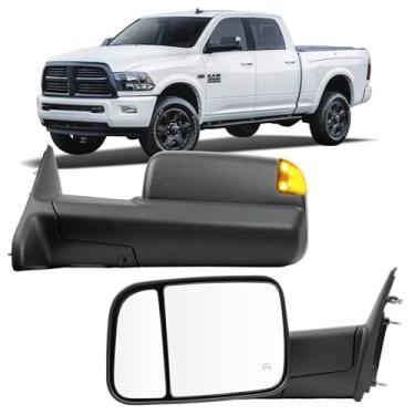 Imagem de Aritoxy Espelho compatível com Dodge Ram 1500 2500 3500 2009-2018 - Vidro de ajuste aquecido com luz de seta de LED, sensor de temperatura, tampa preta, espelhos laterais (LH)