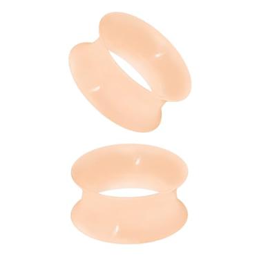 Imagem de XIMAX 2 peças de silicone ultrafino, alargador duplo, alargador, tom de pele, alargadores de orelha, alargadores de silicone para pele macia e lisa, expansores para mulheres e homens, 8G-2,5 cm 3-25