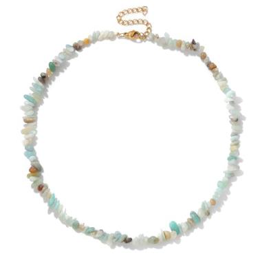 Imagem de Chiorgone Colar feminino turquesa natural, gargantilha com contas boêmias, joia espiritual de boa sorte ajustável com cartão de significado, One size, Cristal, Sem Pedra Preciosa