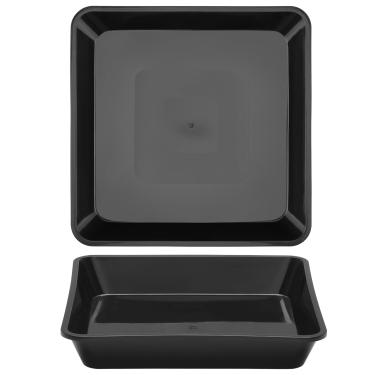 Imagem de GREANER Bandeja de seixos de 20 cm para plantas, bandejas de plástico preto para plantas, pires quadrados grossos duráveis para vaso de flores (2 pacotes)
