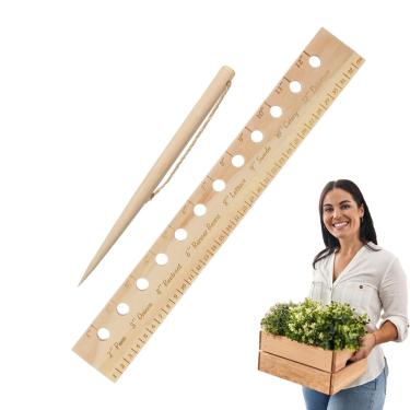 Imagem de Régua de para plantas, Régua de espaçamento de semeadura, Régua de plantio de semeadora com furos e dibber de plantas, Modelo de jardim de semeadura, modelo de espaçamento de plantas, ferramenta de ja