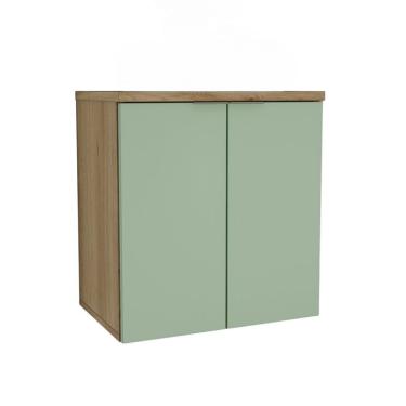 Imagem de Gabinete de Banheiro Nature 2 Portas Carvalho e Verde 60 cm