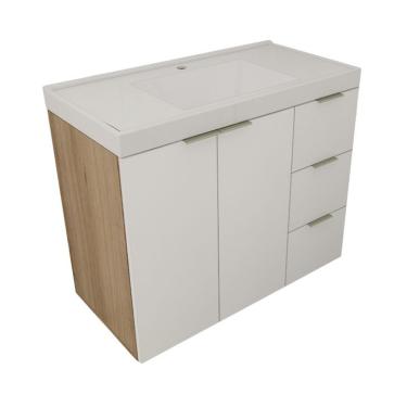 Imagem de Gabinete de Banheiro com Pia Vittare 2 Portas 3 Gavetas Carvalho e Nude