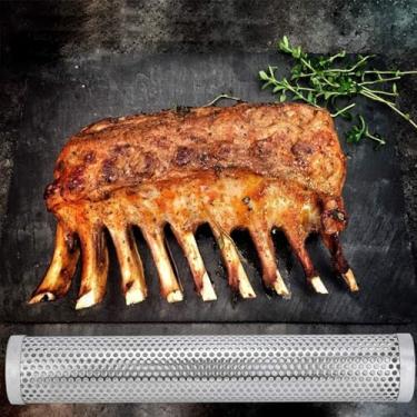 Imagem de Hapivida Tubo de defumador para churrasco, gerador de fumaça hexagonal durável de aço inoxidável com tubo de fumaça de 30 cm para churrasqueiras a gás, elétricas, a carvão, perfeito para carnes