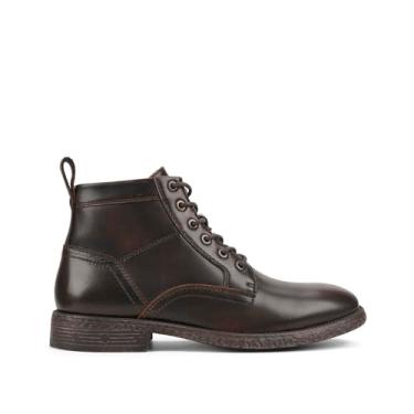 Imagem de FIEEIF Botas masculinas de couro Chukka com cadarço e zíper lateral elegantes e confortáveis, Café escuro, 39