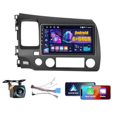 Imagem de Fuluku 4 + 64 GB Android 15 estéreo para carro Honda Civic 2006-2011 sem fio Carplay Android Auto 9 polegadas tela sensível ao toque kit de painel de rádio do carro com GPS WiFi, Bluetooth, SWC DSP EQ