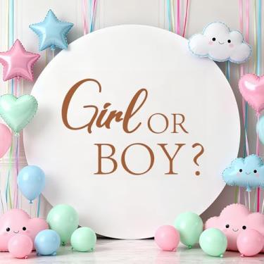 Imagem de SNOMEL Adesivo marrom para menino ou menina, adesivo de PVC para pano de fundo, decalques de revelação de gênero removíveis, letras decorativas para parede de arco de balão