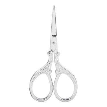 Imagem de Tesoura de tecido pequena, tesoura de costura antiga de ponto cruz, tesoura de bordado, ferramenta de bordado de cômoda, tesoura pequena (prata)