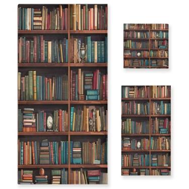 Imagem de KEEPREAL Library Bookshelf Conjunto de toalhas de 3 peças - toalhas de banho ultra absorventes, toalhas de banheiro de secagem rápida e macias #288