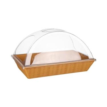 Imagem de Ｂｅｓｇａ Bandeja de servir cesta de pão com tampa transparente, decoração multiuso, cesta de frutas à prova de poeira, bandeja de sobremesa para chá da tarde