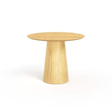 Imagem de Mesa De Jantar Redonda 100cm Scandi 4 Lugares Lamina Natural De Madeira Damasco