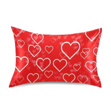 Imagem de SEHANY Capas de almofada de seda para cabelo e pele para o Dia dos Namorados, capas de almofada de cetim respiráveis macias e refrescantes com fecho de envelope, tamanho king (50,8 x 66 cm)